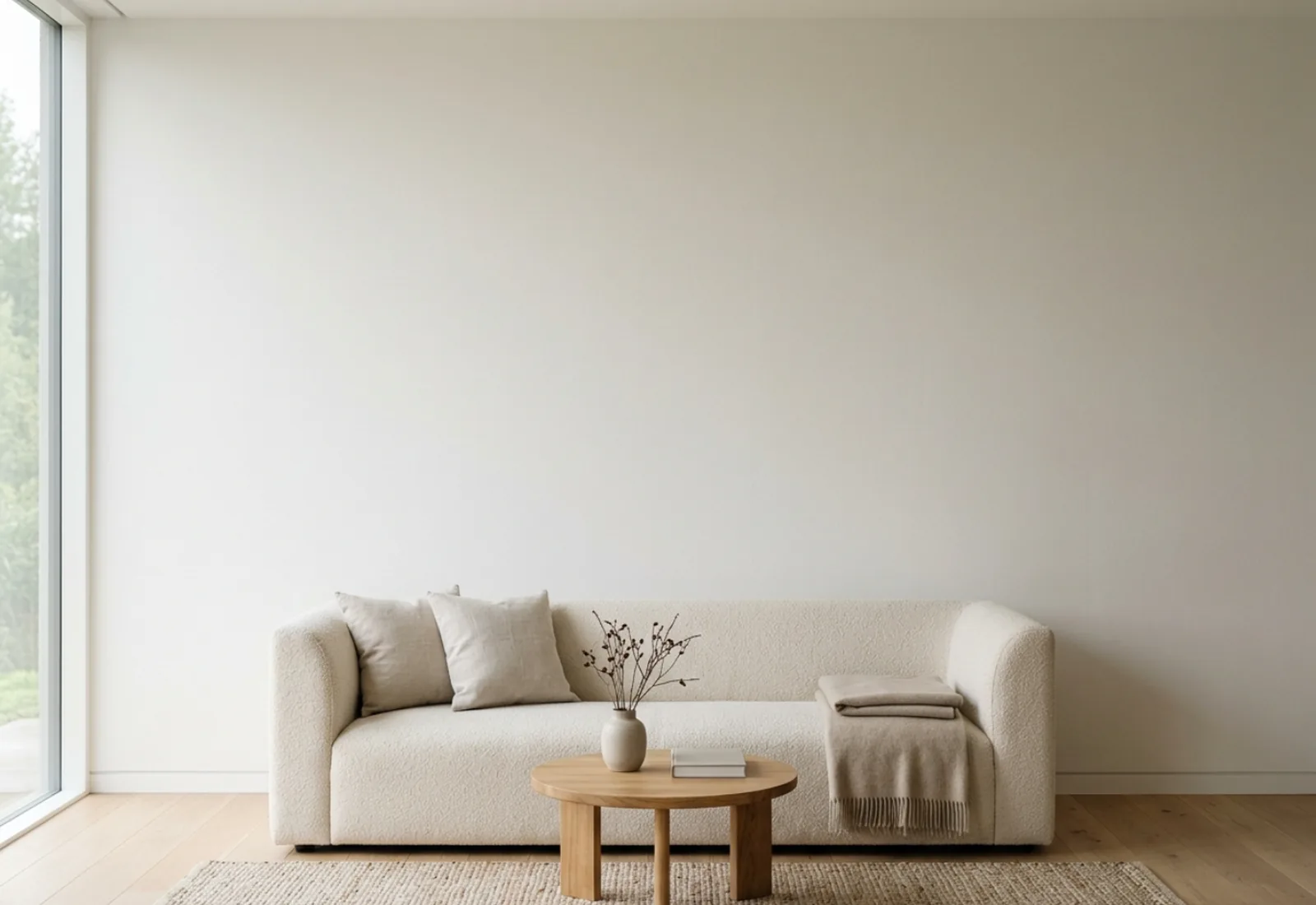 Living room with a large flat wall used to preview ZEZE paint colours